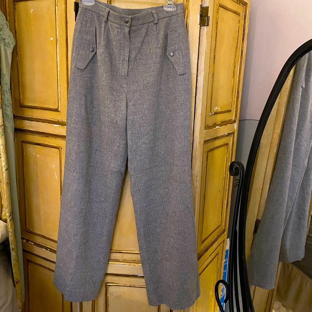 Ralph Lauren Classic Wide Leg Gray Wool Slacks size 10p